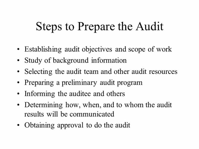 Etapes pour preparer l audit