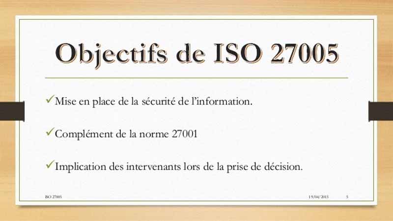Objectifs de ISO 27005